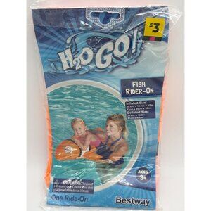 H2OGO! Fish Rider-On Inflatable Pool Float For Kids Ages 3+ Bestway 35.8" x 18.1